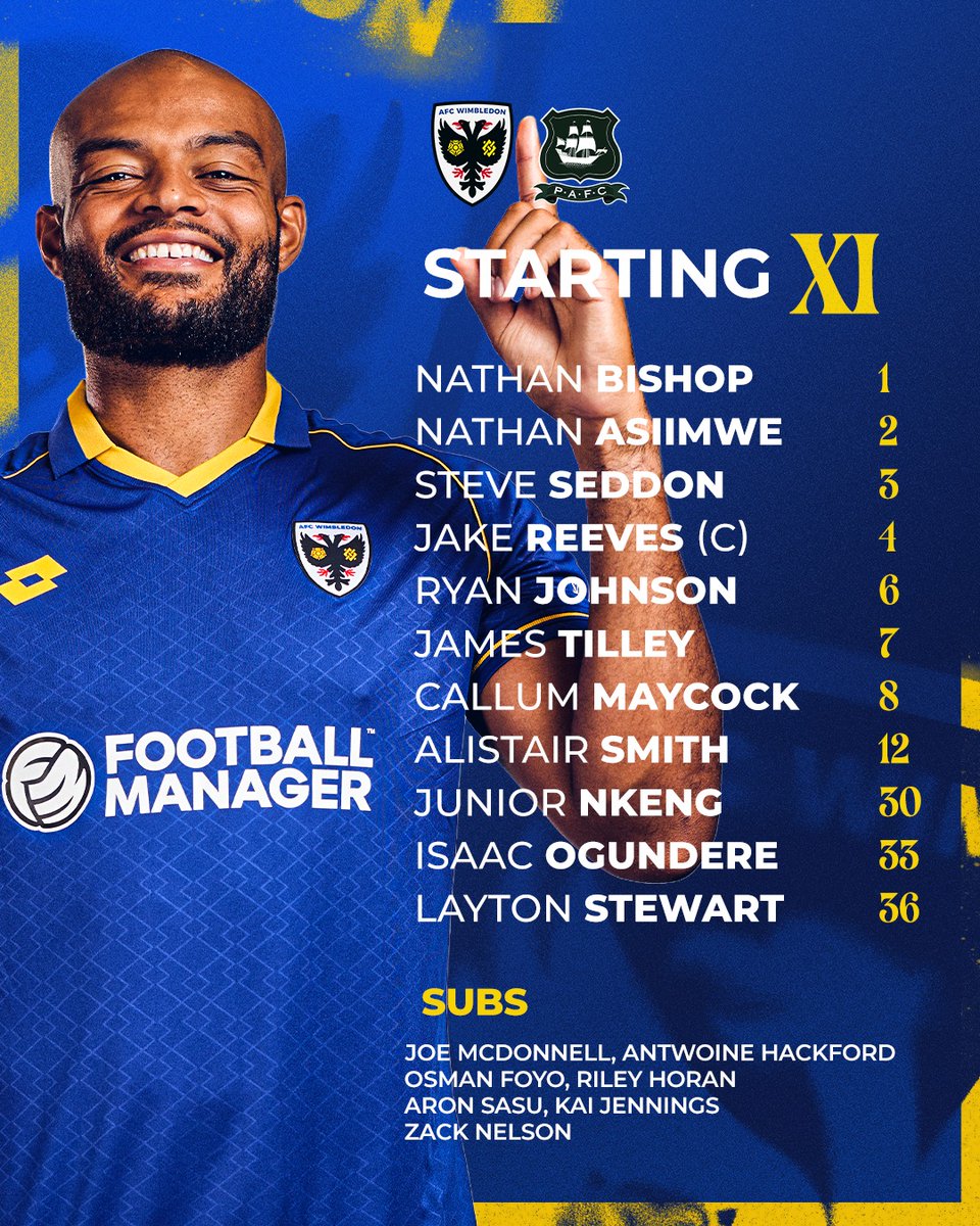 AFCWimbledon's tweet photo. Your Dons to face Plymouth today 🫡

#AFCW 🟡🔵