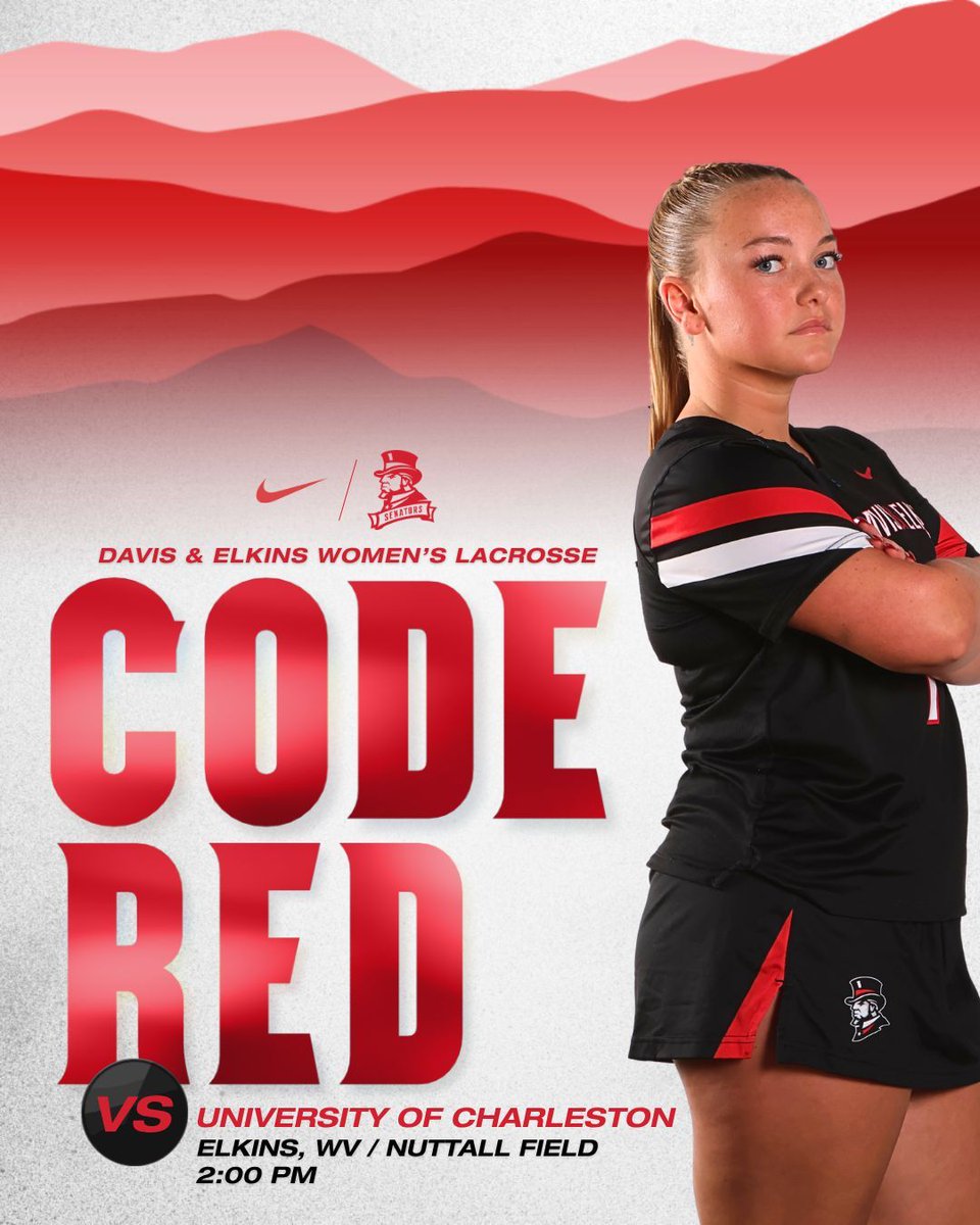 SenatorNation's tweet photo. 🥍 GAME DAY
Senators Women’s Lacrosse hosts Charleston at 2:00 PM for their Code Red matchup in Elkins, W. Va. Wear red and come out to Nuttall!
For live coverage, visit https://t.co/eDS5LMJYvP. 

#DEfendTheHills #RollSens https://t.co/ArqpdFx89M