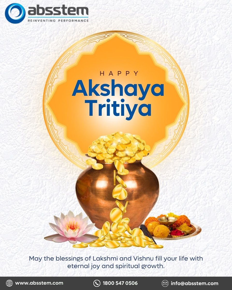 absstem's tweet photo. Wishing you endless prosperity, success, and new beginnings this Akshaya Tritiya. 🌸

👉 Learn more: https://t.co/QZ8CEiQtM0 | 📞 1800 547 0506
.
.
.
#AbsstemShield #SmartMaintenance #PSAGenerators #IndustrialReliability #PreventiveMaintenance #akshayatritiya https://t.co/2vTPpUWjB4