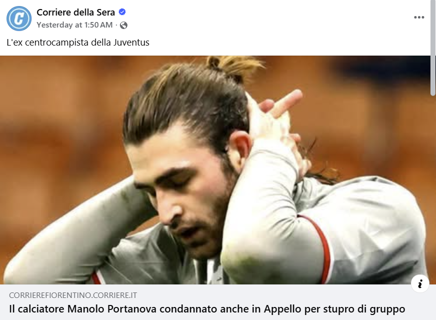 Il Corriere della Sera, edizione di Firenze.
Nato a Napoli.
- 23 presenze in Juve U23
- 3 alla Juventus
- 39 al Genova (10 volte di piu' che alla Juve)
- 116 alla Reggiana (38 volte di piu' che alla Juve)
E' classificato ex-Juve...