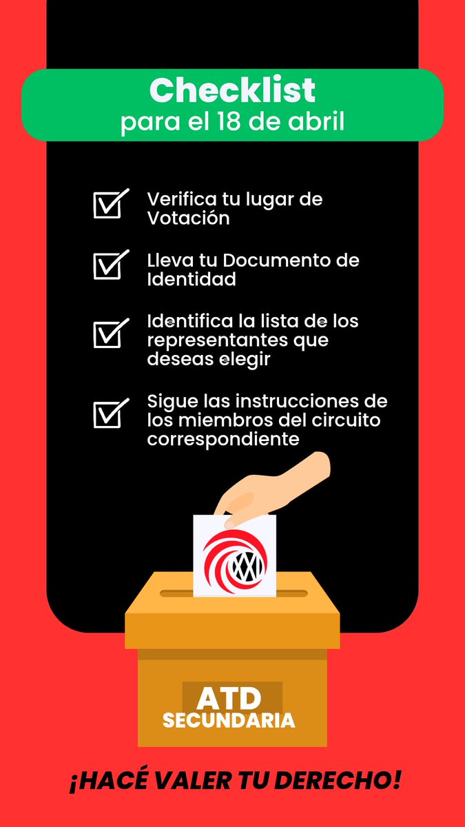 Hoy votamos Agrupación Pedagógica Siglo XXI. Con confianza.

En los 19 departamentos, 202 es nuestra lista nacional.

Y en 8 departamentos, a ella le sumás: ...
(1/2)