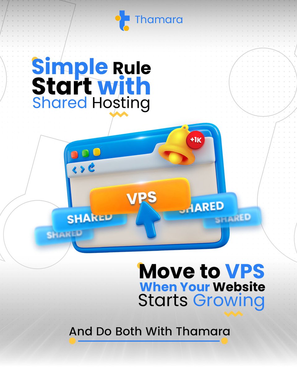Thamaracloud's tweet image. Choosing hosting isn’t about power it’s about the perfect fit. 

Shared: Ideal for beginners, blogs, and small projects.
 VPS: For growing traffic, better performance, and full control.
Pick right to save costs and ensure scaling.                                    
 #VPSHosting