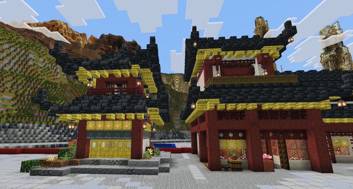 AOI2023Min's tweet image. 中華建築作った
どうしても草もしゃもしゃさせたくなる🪷

#旅鯖
#Minecraft