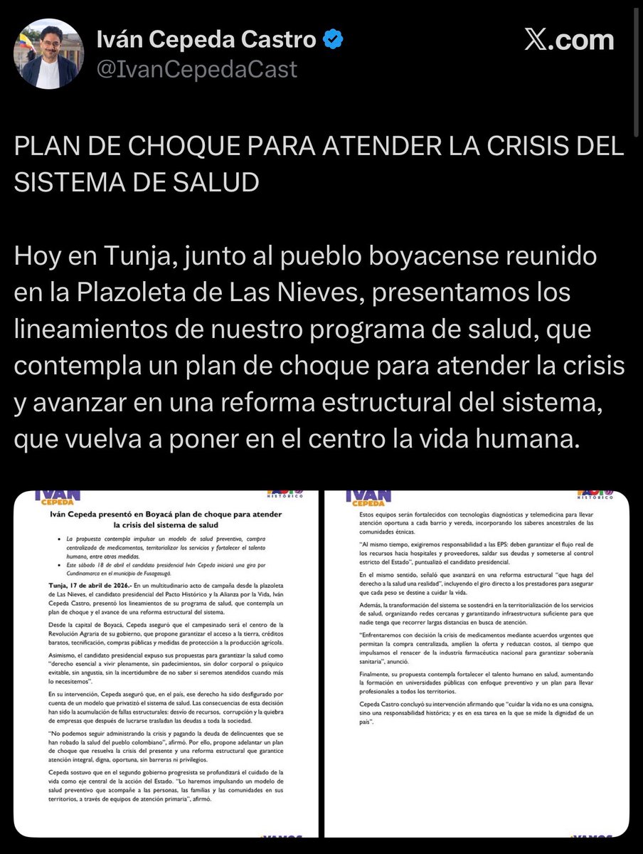 Qué gran nivel de cinismo el de <a href="/IvanCepedaCast/">Iván Cepeda Castro</a>.
Mientras mantiene un cómplice silencio, millones de colombianos sufren por el sistema de salud de Petro.
Votar por Cepeda es votar para empeorar la crisis de la salud.