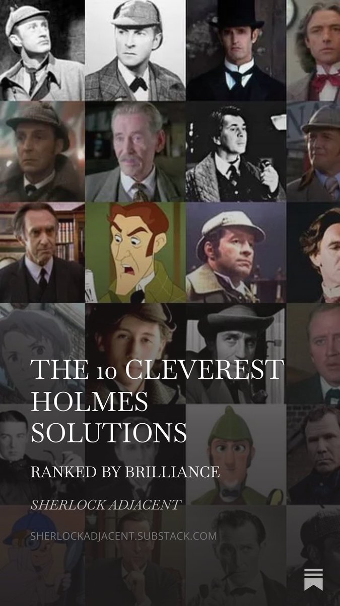 Sherlock Adjacent goes full out SPOILERS AHEAD putting together a list of Arthur Conan Doyle's 10 cleverest Holmes solutions...
tinyurl.com/tensolutions7