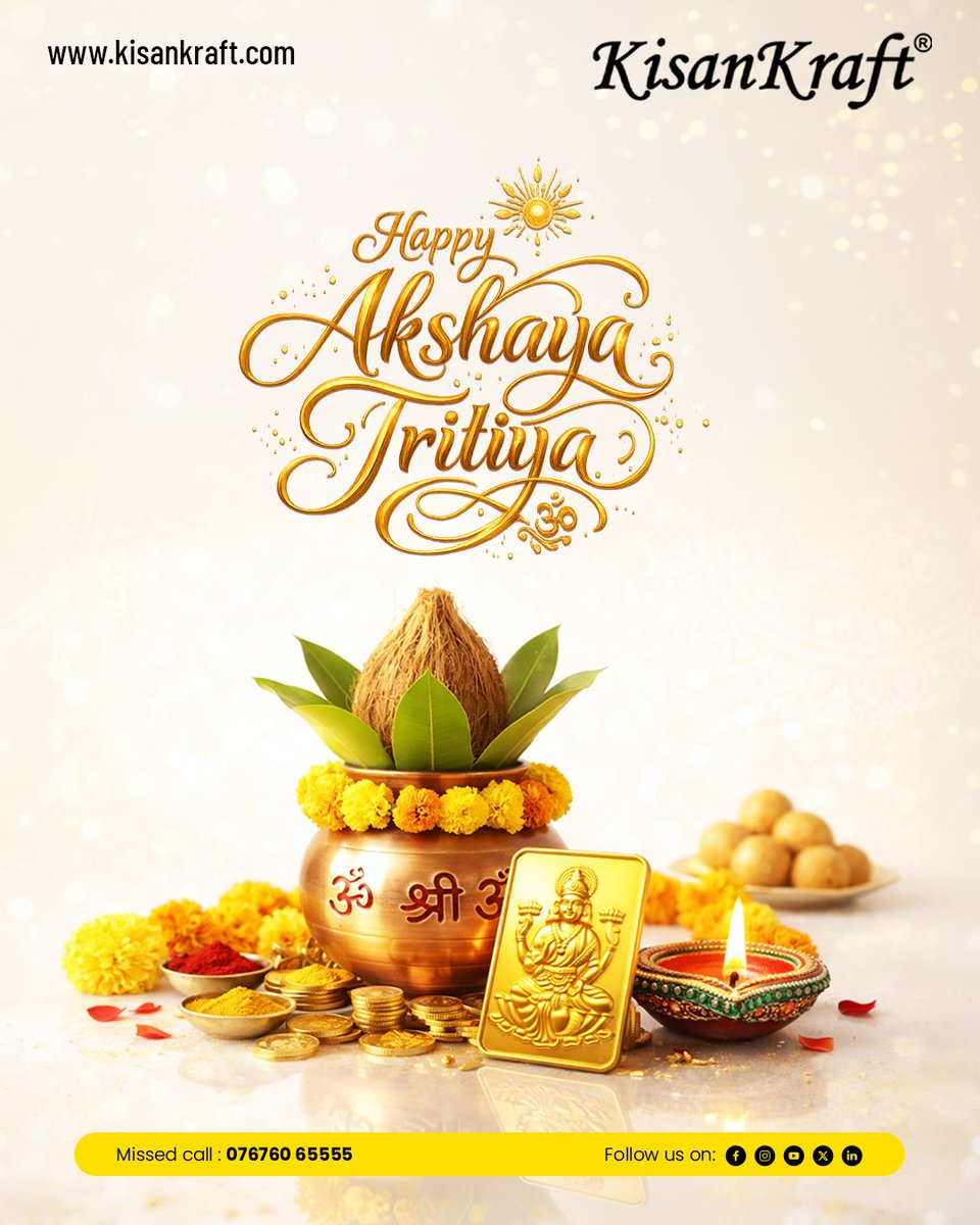 Kisankraft1's tweet image. May this Akshaya Tritiya bring endless prosperity, success, and new beginnings into your life. ✨

#AkshayaTritiya #InvestSmart #KisanKraft