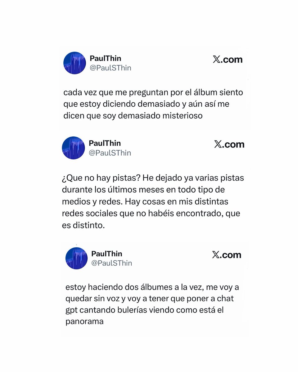 PaulThinWorld's tweet image. 📸 • Publicación de @RolloyRitmo. ❤️👣

«PAUL THIN Y LAS PISTAS QUE APUNTAN A NUEVA MÚSICA

Han saltado las alarmas @PaulSThin ha renovado su imagen en RRSS. ¿Qué estará tramando? 🤔»

#PaulThin #NewMusic #NuevaMúsica 

→instagram.com/p/DXRXpHVjclh