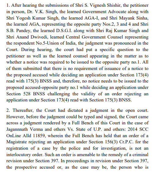 jguptallb's tweet image. Legal aspects involved in #RahulGandhi #FIR Case.

1. If application U/s 156(3) CrPC (175(3) of BNSS) is rejected, then revision will lie before Sessions Court. 
2. The accused has to be right to be heard before Session Court. 
3. HC shd normally not exercise direct jurisdiction.