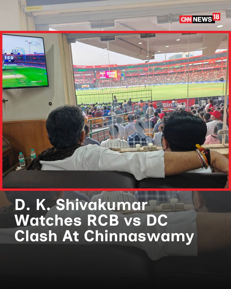 CNNnews18's tweet image. D. K. Shivakumar was spotted at the Chinnaswamy Stadium enjoying the RCB vs DC match.

#DKShivakumar #RCBvsDC #IPL #Chinnaswamy #Cricket