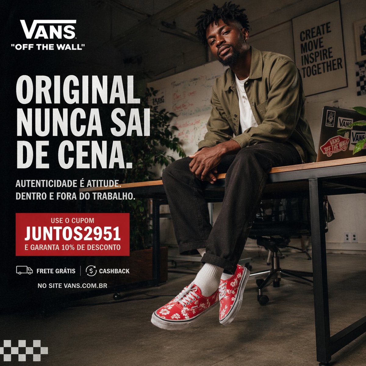 AlvesAlvesolive's tweet image. Seu estilo merece mais 🔥  
Use o cupom JUNTOS2951 e garanta:

✔️ 10% OFF  
✔️ Frete grátis  
✔️ Cashback  

Corre no site oficial 👉 vans.com.br  

#Vans #OffTheWall #StreetStyle #Cupom #Desconto #Sneakers #Sty