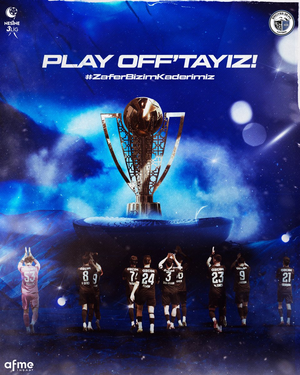 Erciyes38FK's tweet photo. 🖤💙 Play Off’tayız! 

#ZaferBizimKaderimiz | #ERC

@afmeinsaat https://t.co/hXv5wpqxwd