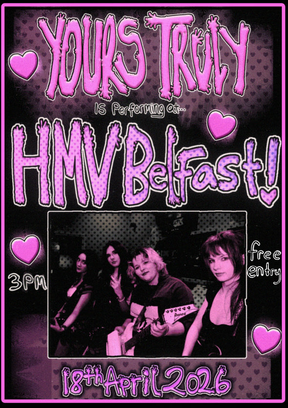 hmvBelfast's tweet image. The first of two #hmvliveandlocal shows for the weekend kicks off soon here in the store! For today’s show, #YoursTruly will be performing on the bookshop (top floor) stage from 3pm.

Free Entry &amp;amp; all ages friendly for anyone interested, see you there!

#hmvlive #localmusic