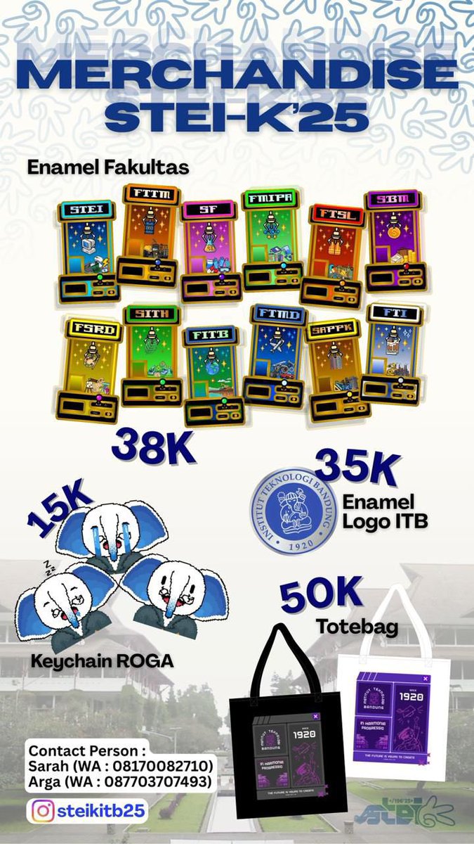 ✨Batas pemesanan Pre-Order : 
15 April - 15 Mei 2026

Jika tertarik untuk membeli, langsung pesen Pre-Order yakss lewat link inii :

id.shp.ee/zknThrFV
id.shp.ee/zknThrFV
id.shp.ee/zknThrFV

Cek update lainnya di IG:
📷 <a href="/steikitb25/">STEI-K ITB 2025</a>