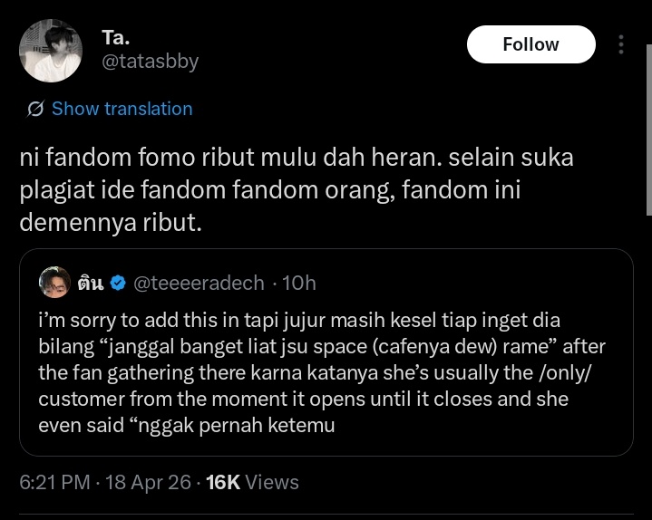 guys please report this account <a href="/tatasbby/">Ta.</a> dia nih suka hate sana sini sakit hati nanon gw dibilang flop rocker sekarang nuduh dewtee plagiat