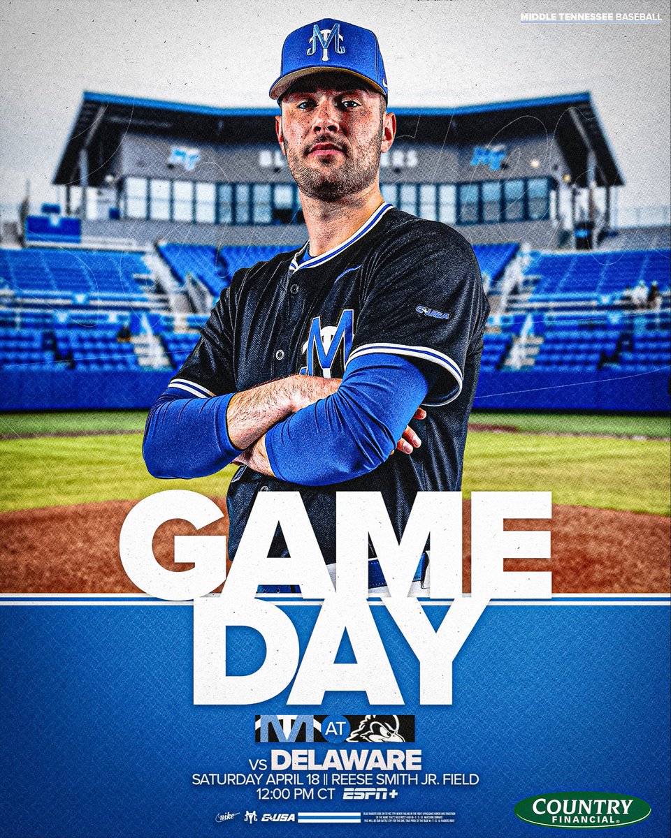 MT_Baseball's tweet image. Back at it!

🆚 Delaware
📍 Murfreesboro, Tenn.
🏟️ Reese Smith Jr. Field
⏰ 12 p.m. CT
📊 goblueraiders.co/BSB-Stats-UD-G2
📻 goblueraiders.co/BSB-Listen-UD-…
🎟️ goblueraiders.co/BSB-Tickets-UD…
📺 goblueraiders.co/BSB-TV-UD-G2

#BLUEnited | #BlueCrew