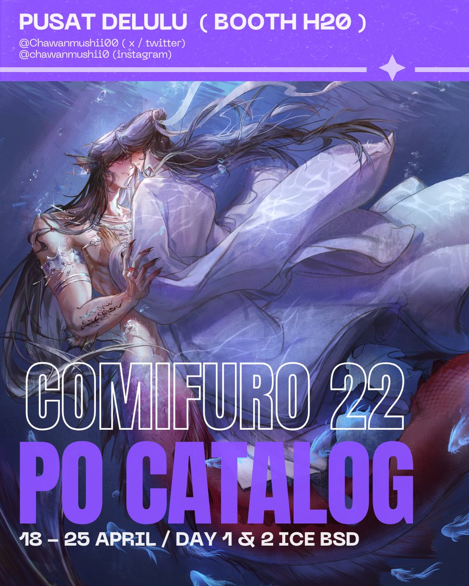 Chawanmushii00's tweet image. RTs &amp;amp; Likes are appreciated!

🗓️ Periode: 4-13 April 2026
📦 Pick up OTS only
📍 Booth No. H20 (Both Days) 
🔗 Link PO form in the reply 
Fandoms: Apothecary diaries, TGCF, MDZS

#comifuro22 #CF22 #cf22catalogue 
[1/2)