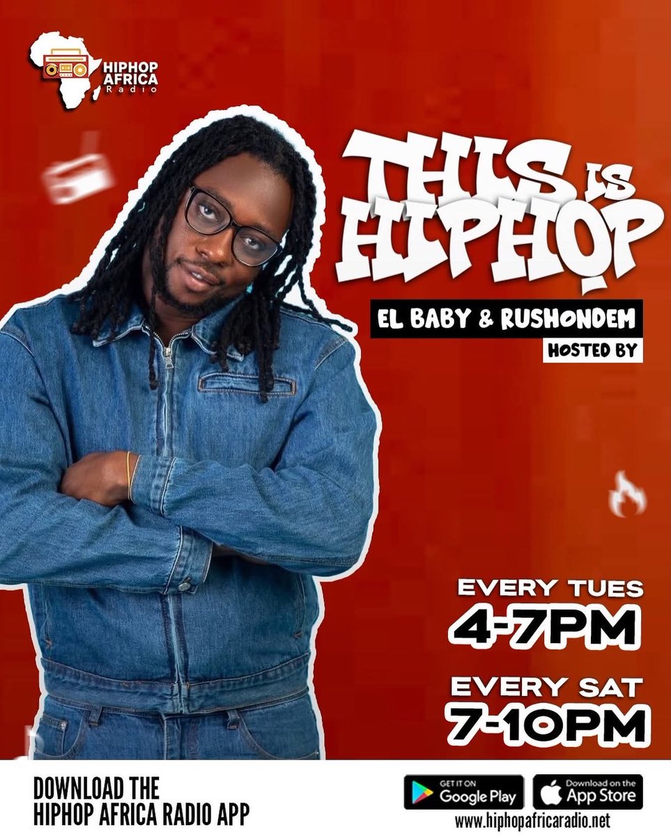 hiphopafricaair's tweet image. Tune in to "This is Hip Hop" hosted by @elbabytweets &amp;amp; @RUSH_on_demand 
Catch us every Tuesday from 4-7 PM and Saturday from 7-10 PM for the best in hip-hop culture. Don’t forget to download the Hip Hop Africa Radio app and join the vibe
#ThisIsHipHop #HipHopAfrica #TuneIn