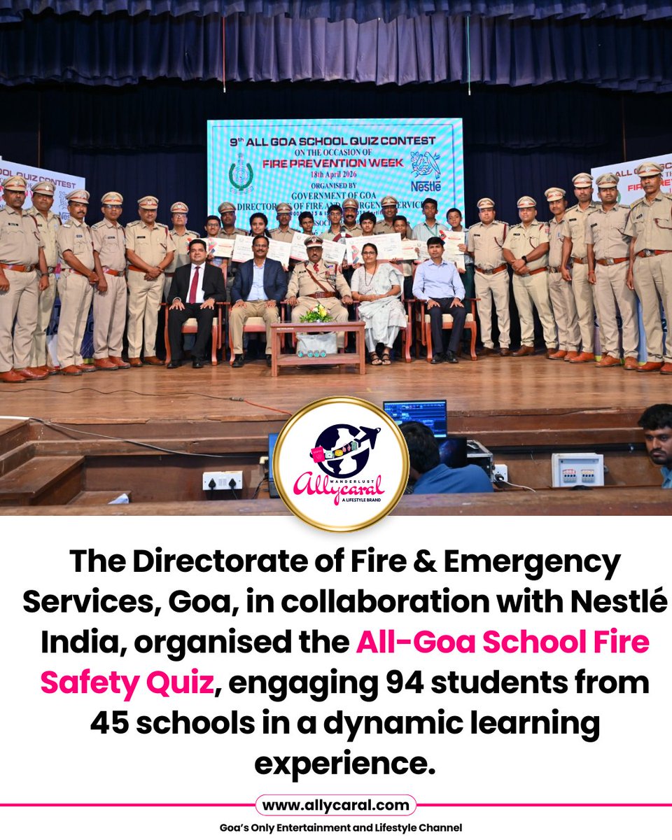 allycaralgoa's tweet image. Directorate of Fire &amp;amp; Emergency Services &amp;amp; Nestlé India host All-Goa Fire Safety Quiz 🔥

allycaral.com/2026/04/18/all…

#Goa #FireSafety