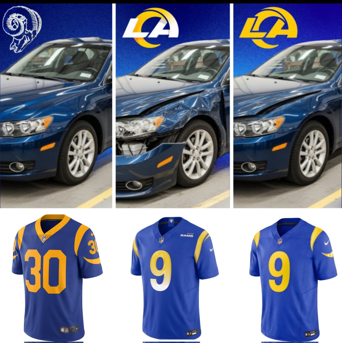 FrancoElTanko's tweet image. Thought we'd be at different place by now but here we are...

Funny but rebrand refresh image  is a mock up from before reveal based on solid rumor/insider speculation. #predictable #tonedeaf #gettingcloserto1999 #RamsRebrand2031 #InZachWeTrust #ThatZachCohenDude