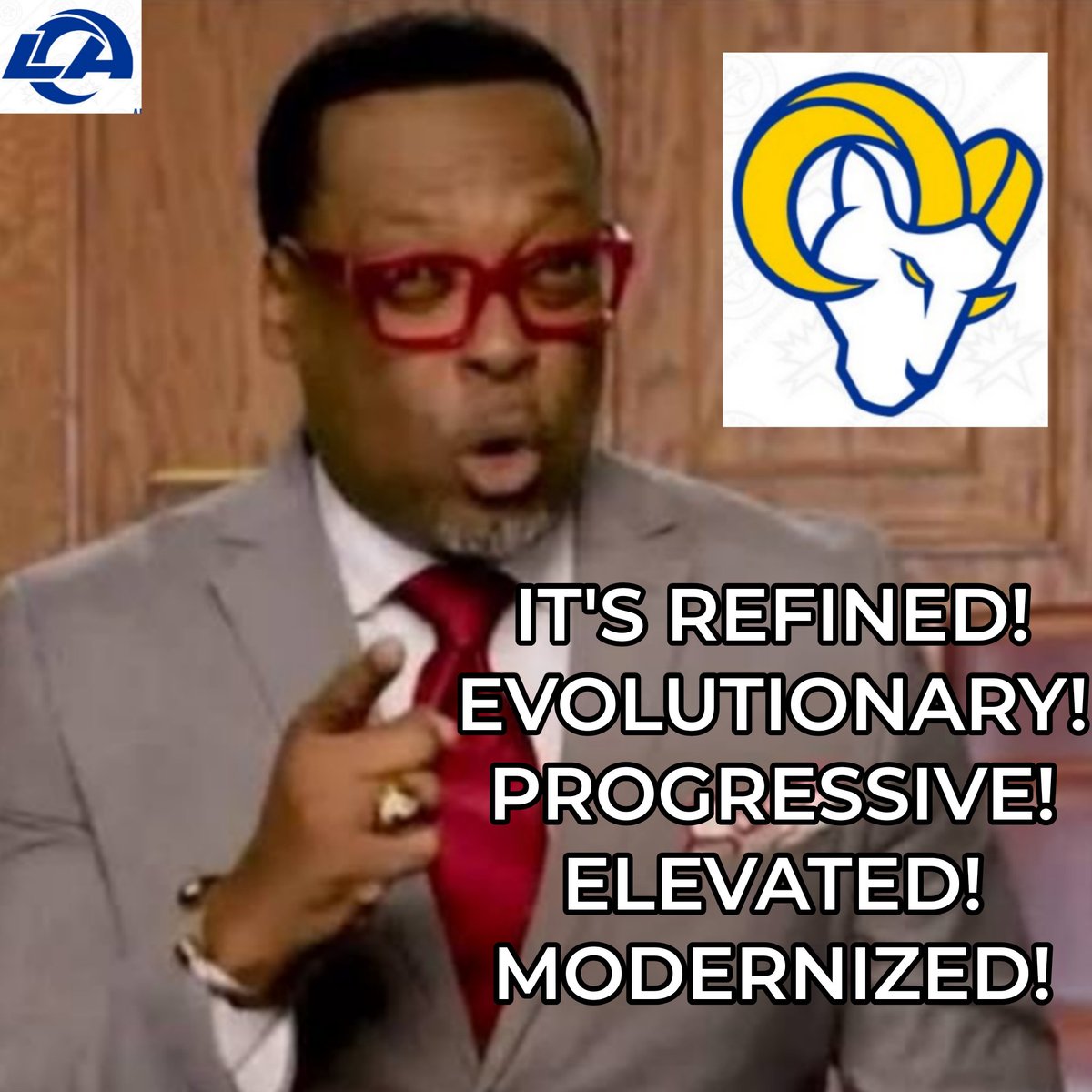 FrancoElTanko's tweet image. Thought we'd be at different place by now but here we are...

Funny but rebrand refresh image  is a mock up from before reveal based on solid rumor/insider speculation. #predictable #tonedeaf #gettingcloserto1999 #RamsRebrand2031 #InZachWeTrust #ThatZachCohenDude