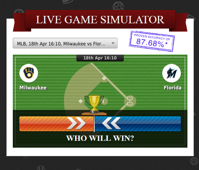 zcodesystempick's tweet image. Who will win? Pick your side!
18th Apr 16:10 EST
Milwaukee at Miami (MLB) #simulator #mlb #baseball #mlbbetting #mlbtips #mlbpicks #zcodesystem #bettingsports #bettingsystems #bettingexpert #sportsbetting #freebettingtips