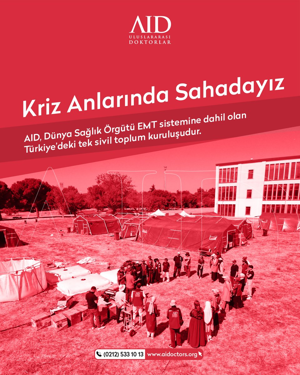 aidoctors's tweet image. AID, Dünya Sağlık Örgütü EMT sistemine dahil olan Türkiye’deki tek sivil toplum kuruluşudur.

Afet ve kriz anlarında hızlı, etkili ve profesyonel sağlık hizmeti sunmak için hazırız.

#AID #EMT #AcilSağlık