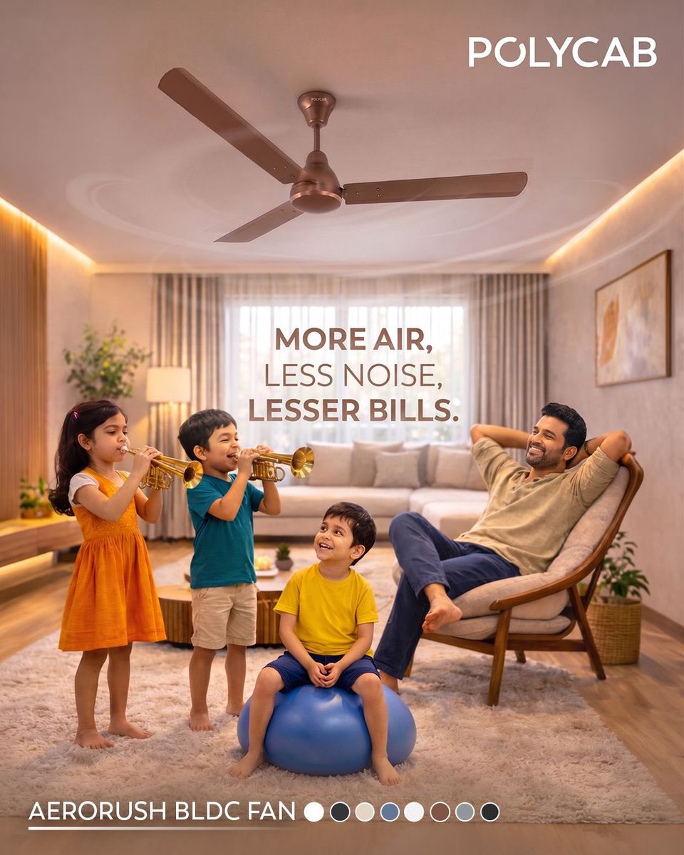 PolycabIndia's tweet photo. Polycab Aerorush BLDC fans help you live a life that's a little less stressful and a little more chilled out.
#Polycab #PolycabBLDCFans #AerorushBLDCFan #IndiasNo1WiresandCablesCompany https://t.co/BnsP4f054o