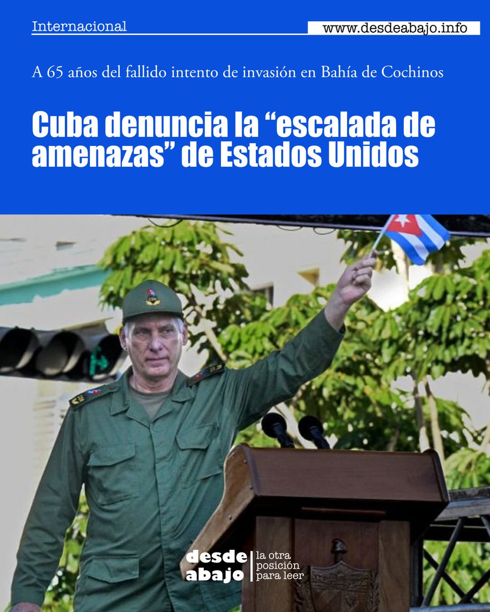 desdeabajo_info's tweet image. #Internacional 🇨🇺 | En un comunicado del Gobierno, La Habana afirmó que jamás serán “un trofeo ni una estrella más de la constelación estadounidense”
desdeabajo.info/otras-noticias…

📌 Únete a nuestro canal de WhatsApp
whatsapp.com/channel/0029Va…

#Imperialismo #Invasión