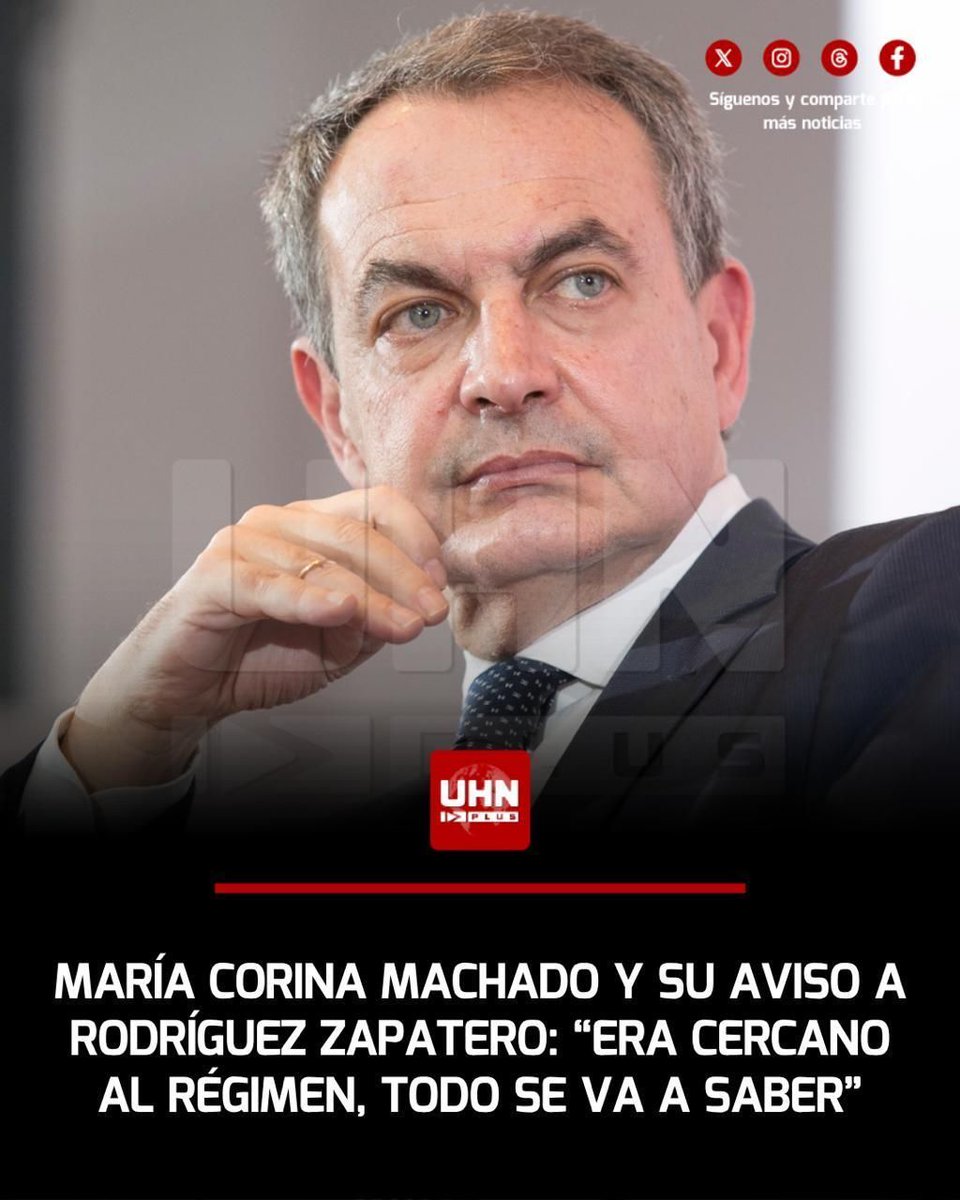 🇪🇸🇻🇪‼️| En una entrevista con Telecinco de España, María Corina Machado dio una feroz respuesta sobre la influencia de Rodríguez Zapatero en Venezuela: “No conozco a Zapatero y la forma en que ha manejado la cuestión de los presos políticos ha sido muy poco transparente. Sin duda
