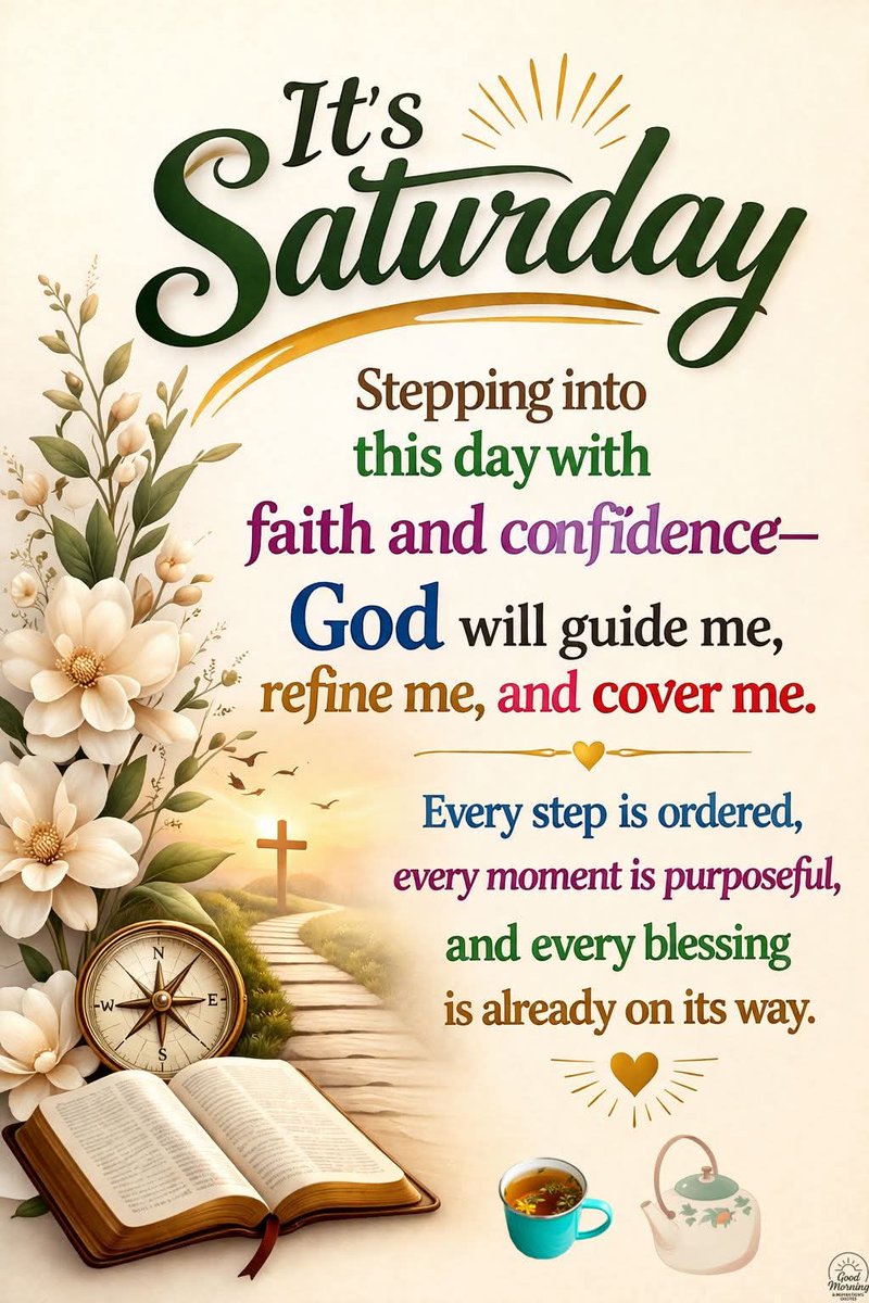 MbBingham's tweet image. Happy Saturday 🌿✨ 
Walking today with faith in my heart and trust in His plan 🙏💛 
Every step feels guided, every blessing closer than I think ☕🌅
#HappySaturday #FaithJourney #TrustGod #WeekendBlessings
#goodmorningandinspirationsquotes