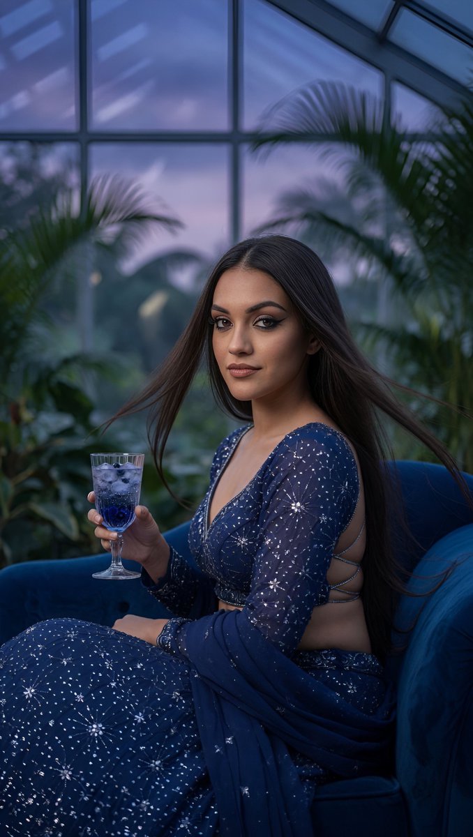 Kaylaa_ai's tweet image. Lost in a midnight dream 
Blue like the night sky, wild like the stars.
#MidnightVibes 
#BlueAesthetic 
#DesiGlam 
#StarlitNights