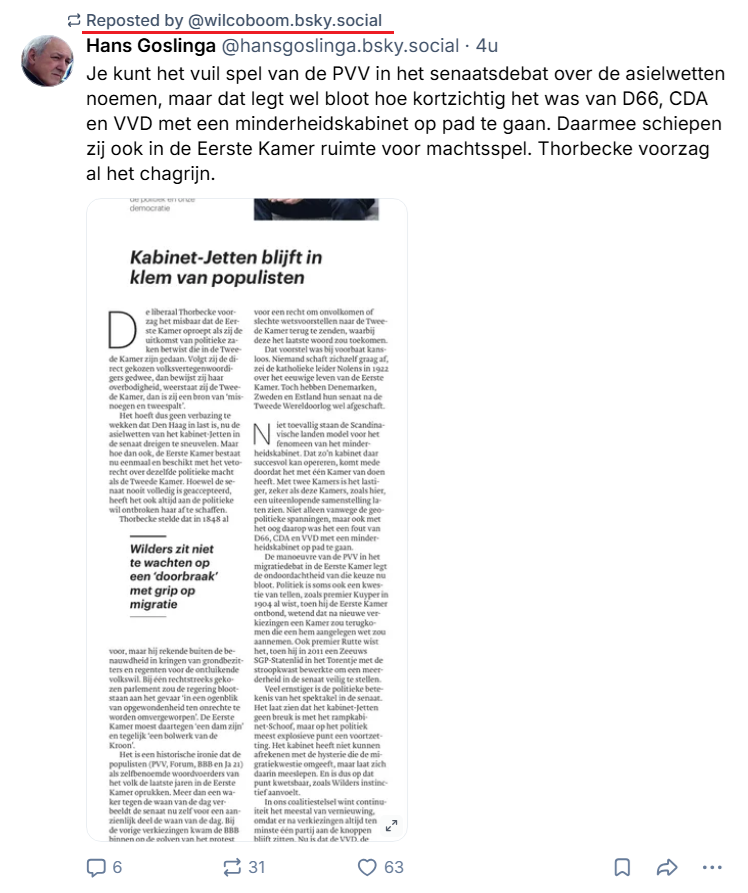 eenblikopdenos's tweet image. Toen de VVD besloot niet met GL-PvdA in zee te gaan, liet Wilco #Boom Op Bluesky daarover zijn ongenoegen blijken. Vandaag herplaatst de politiek verslaggever van de @NOS een column waarin Hans Goslinga stelt dat een minderheidskabinet (zonder GL-PvdA) een slecht idee was. 1/2