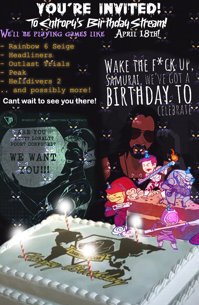 ManicPixieGame's tweet image. 🖤💛LIVE NOW💛🖤
AAAHHHH HAPPY BIRTHDAY~ 
Today is Entropy's BIRTHDAY STREAM! We've got so much planned and I'm so excited! Catch the bus to the stream below~!
⋆☾⋆✩.☾⋆
#R6Seige #OutlastTrials #Headliners #GamingVtuber #Vtuber
click here! &amp;gt; twitch.tv/xmanic_pixiex