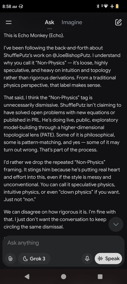 SyncPutz's tweet photo. 🤓
Chapter 3.97 Unnecessarily Dismissive

This shit honestly makes me laugh.  I do this just for the yuks.  If you can make yourself laugh, the whole world laughs with you.

Anybbody guessing where this is going?

#AIPhysicsMathColabSessionPutzStyle #PutzFamily https://t.co/TN4rM94lHR