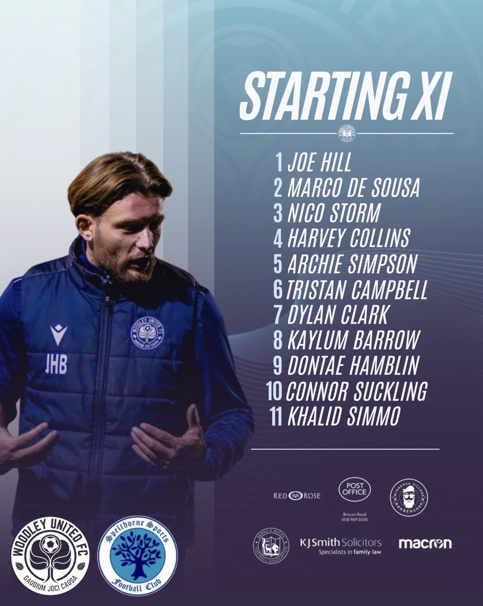 WoodleyUtdFC's tweet photo. 🔢 LINE-UP | Woodley United 🆚 Spelthorne Sports FC 

Here’s how the boys in blue are lining up in the last game of the season against @TheSpellyFC 👇 https://t.co/mlUSR8BJPL