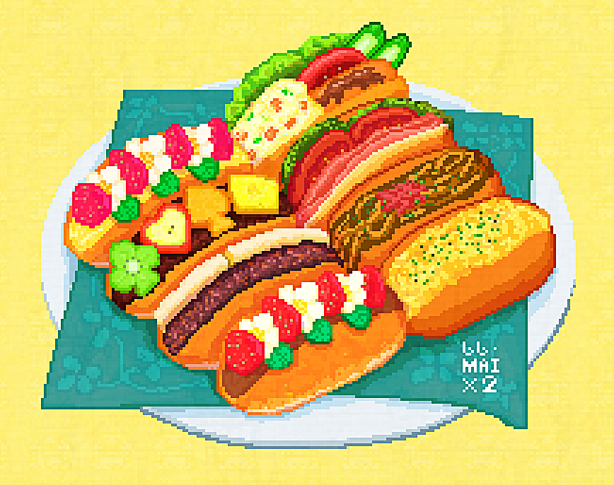 shi_shishimai's tweet image. にぎやかサンド
#ドット絵 #イラスト #pixelart