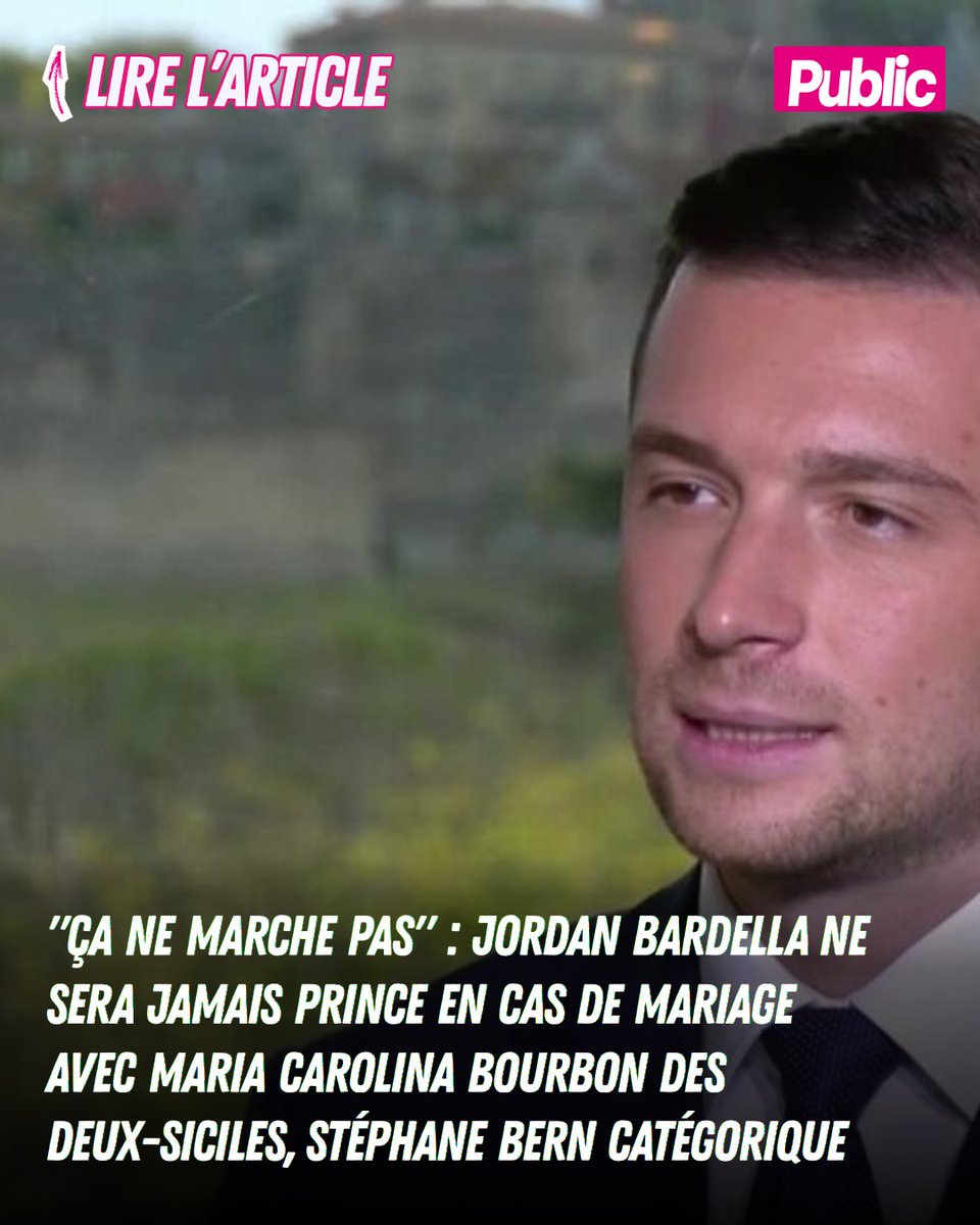 InsidePublic's tweet image. public.fr/ca-ne-marche-p…
Jordan Bardella assume publiquement sa relation avec Maria Carolina Bourbon des Deux-Siciles, mais ne pourra pas prétendre à un titre princier en cas de mariage, selon Stéphane Bern. 

#people #actupeople #newspeople #public #celebrite #star #stars #gossip