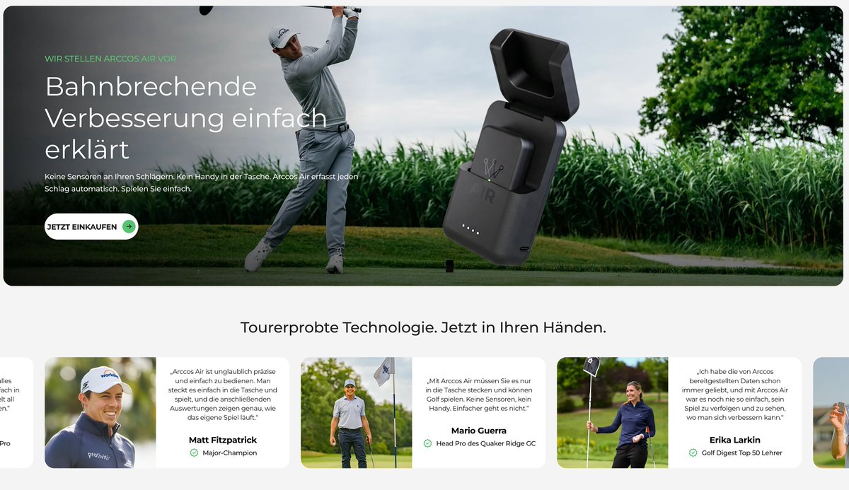 KENNST DU ARCCOS AIR SCHON?
Arccos Air erkennt jeden Deiner Golfschläge automatisch und zeigt Dir nach der Runde, wo Du wirklich stehst.

In Kombination mit dem Arccos Laser ist das aktuell das Beste, was ein Profi oder Amateur nutzen kann.

Arccos 👉 lnkd.in/ewH23tNq