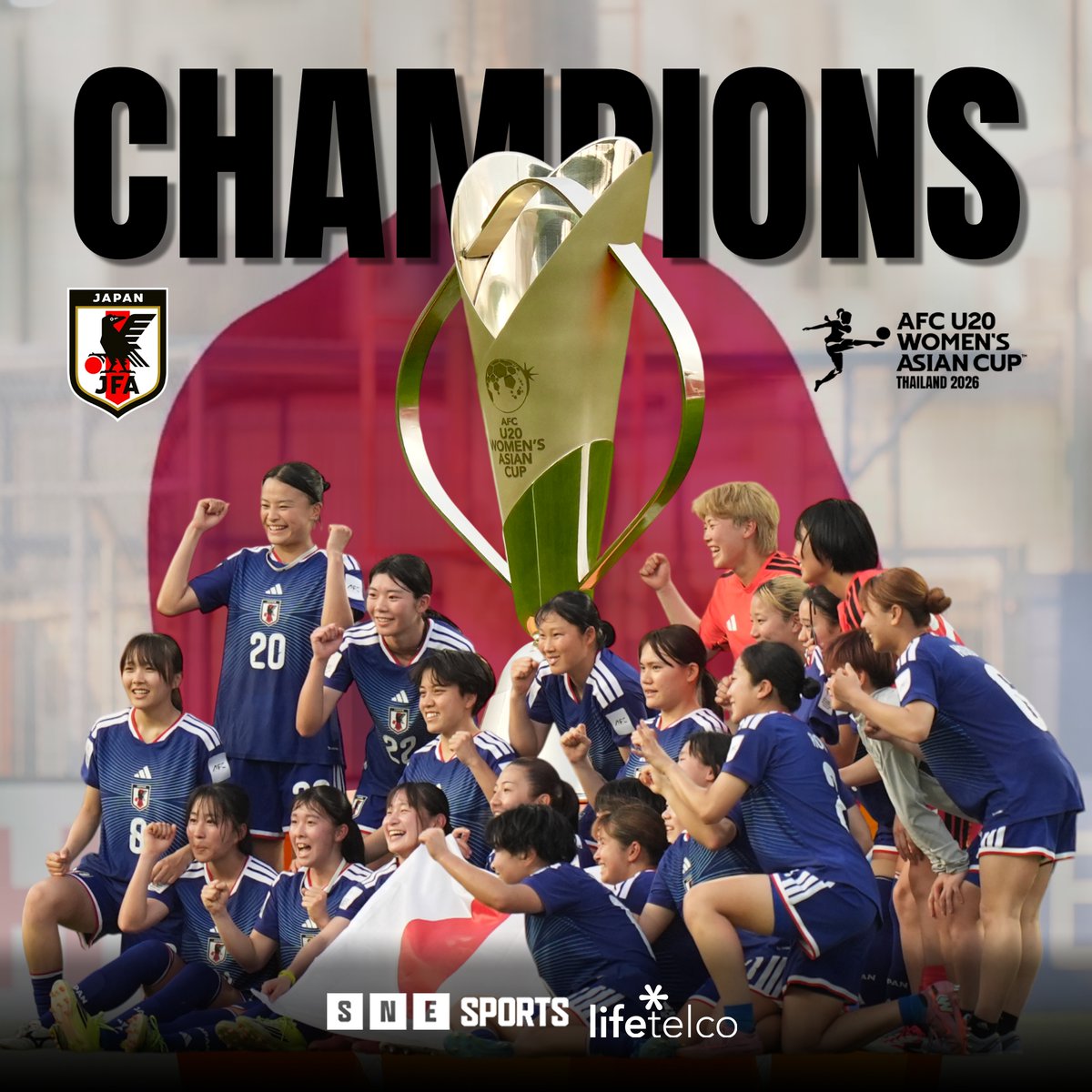 SNE_Sports's tweet image. 🇯🇵 Congratulations Japan, AFC U20 Women's Asian Cup 2026 Champions

日本、おめでとう！🇯🇵  @jfa_nadeshiko 

📷 : HongZheng Lim/SNE-Photo
🖊 : Sorawit/SNE Sports

#U20WAC #Japan
#SNESports
#LifeTelco