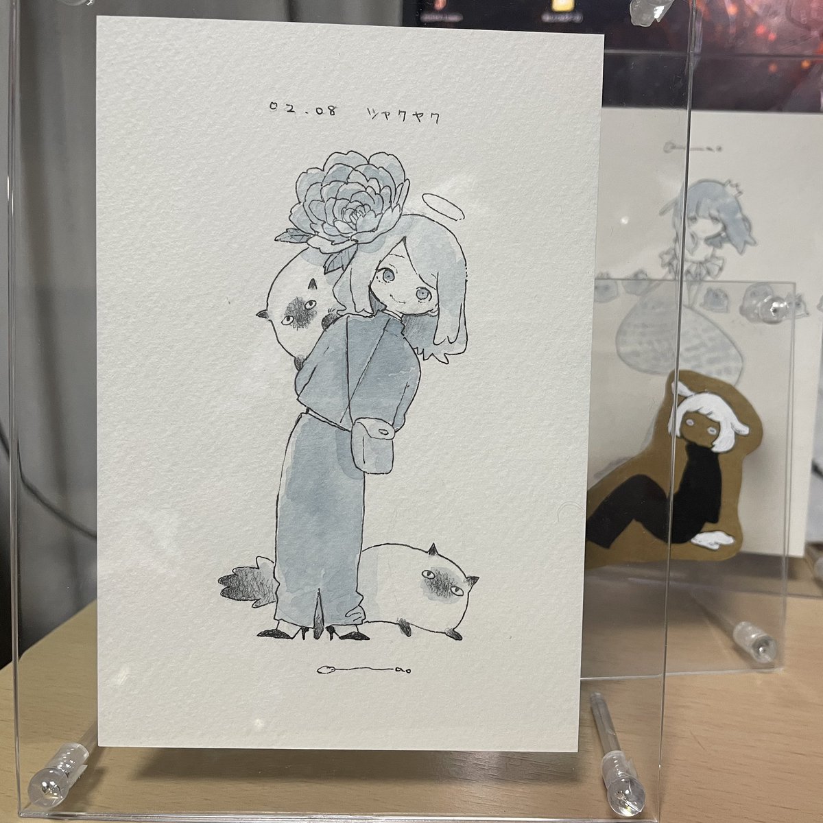 usagimo's tweet photo. ハマクリで小倉まおさんのドローイングをお迎え(^^)
自分の誕生日のはもうなかったのですが。。
人物がかわいいのか猫がかわいいのかで迷った

@mao_dowob https://t.co/wKAFevgNnY
