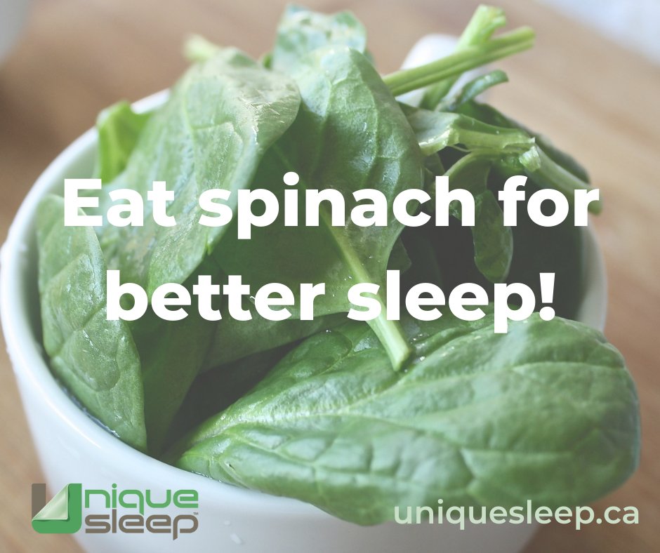 UniteMattress's tweet image. #Spinach is high in #potassium, #magnesium and #calcium. Calcium helps the body generate #melatonin, the #hormone that helps regulate sleep cycles. It is also packed with sleep-promoting #tryptophan and vitamin B6, which is required to convert tryptophan to #serotonin.