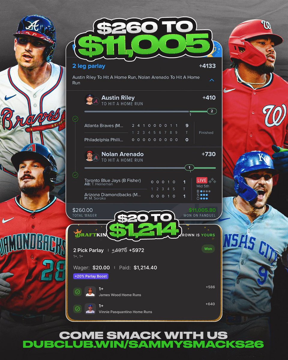 SammySmacks26's tweet photo. +4133 👉 $11,005.80 ✅

+5972 👉 $1,214.40 ✅

Link below for more plays 👇

https://t.co/U6mRDYihWB https://t.co/VusVCoeNSp