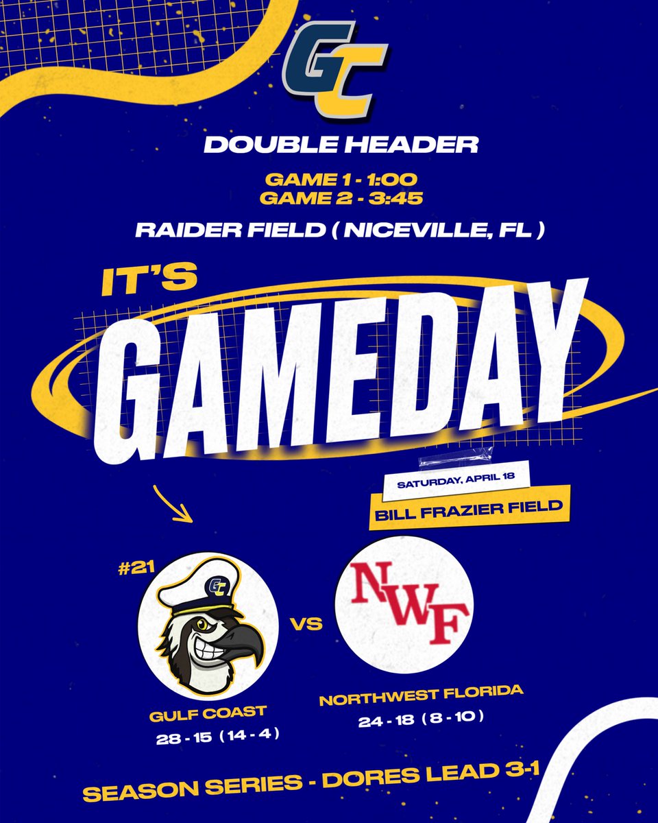 GCSCbaseball's tweet photo. Commodores head west to Niceville to wrap up the season series against Northwest Florida with a Saturday afternoon double header. https://t.co/2Pa2gFOwZq