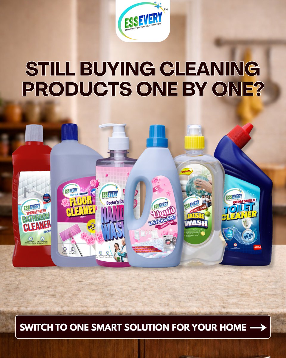 EssEvery's tweet image. Still managing different cleaning products separately?

EssEvery Family Pack combines essential cleaning solutions in one convenient combo for everyday home care.✨

#EssEvery #familypack #homecleaning #smartcleaning #cleaningsolutions