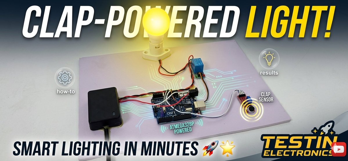 NemathHuss35708's tweet image. Tired of getting out of bed just to turn off the lights? 🥱💡
I built a **DIY Clap-Activated Switch** using Arduino! Perfect for home automation beginners. Check out how a simple sound sensor can make your room feel like the future. 🚀🤖
Full tutorial out now! 👇
#Arduino #DIY