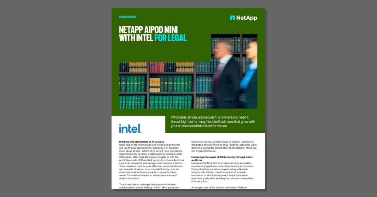 hospitalitydeal's tweet image. Legal teams are encountering increasing data demands. Get the solution brief to discover how the NetApp AIPod Mini with Intel makes AI secure, compliant, and accessible for law firms. ⚖️ @netapp #GenAI #AI #ransomware stuf.in/bicztq