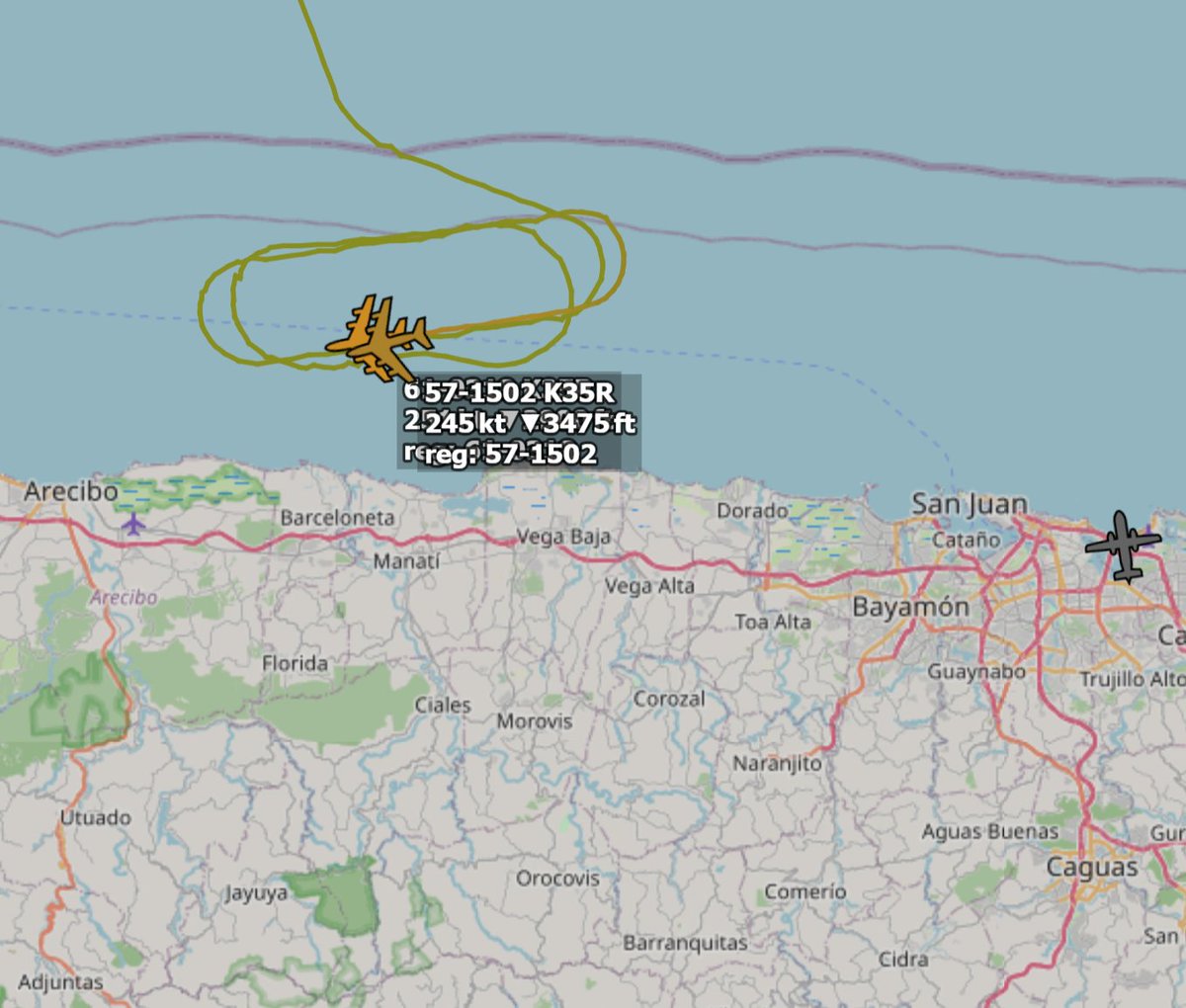 r4streando's tweet photo. Two Stratotankers holding north of Manatí, Puerto Rico.

#AE04DD | 57-1502 
#AE04CB | 61-0318 https://t.co/vze7q3o3hG