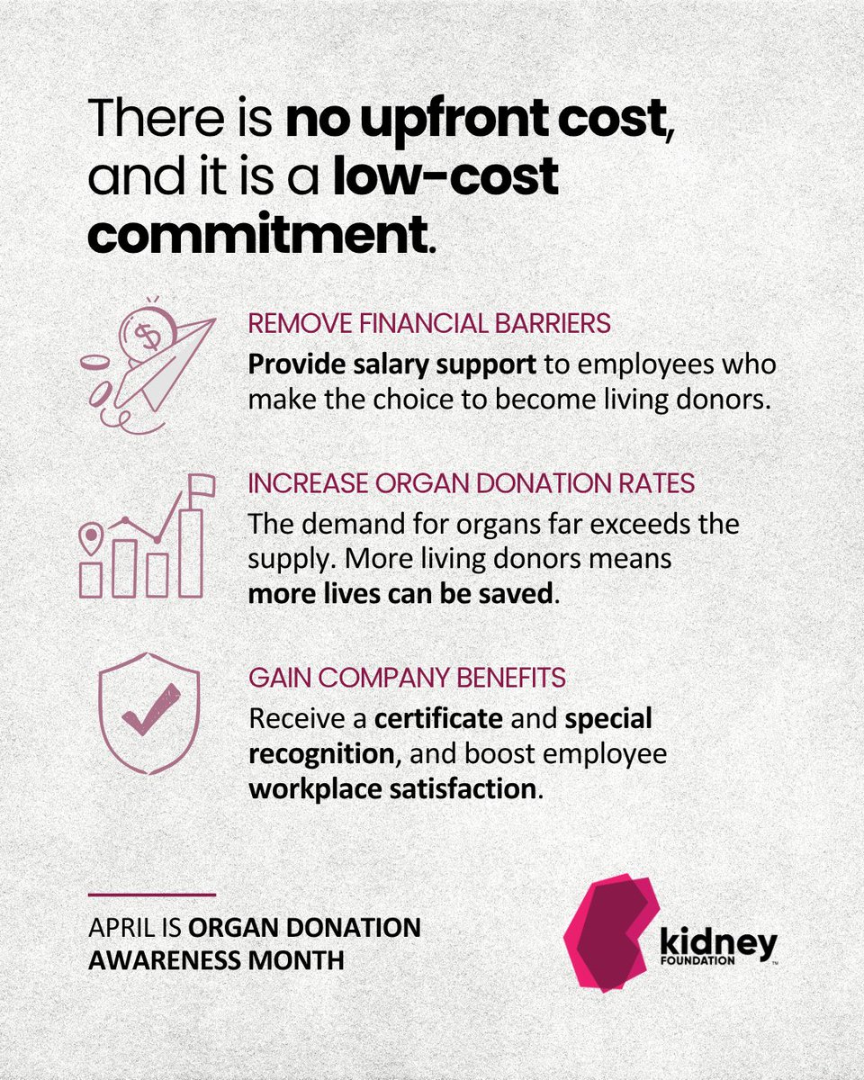 kidneycanada's tweet photo. Does your workplace support living organ donors? It should. Too many Canadians die waiting for a transplant. The Living Donor Circle of Excellence recognizes employers who support employees who want to give the gift of life. Learn more: https://t.co/4LQEYnLwHA https://t.co/sktxSDjjlL