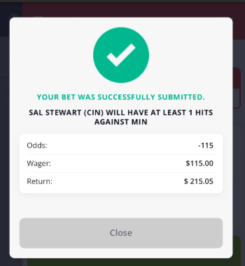 JediMindPicks's tweet photo. 🚨Bet🚨
Sal Stewart over 0.5 hits

Found this on the @OddsJam  Arbitrage page

PropsBuilder has the over priced much cheaper here
The market is offering a direct arb, but I’m playing this one straight.

This is why I stay on these pages
Edges pop up constantly

Give Arbitrage and +EV betting a try free 👇
 https://t.co/1VGuVr9d5b
Code JEDIMINDPICKS for 35% off