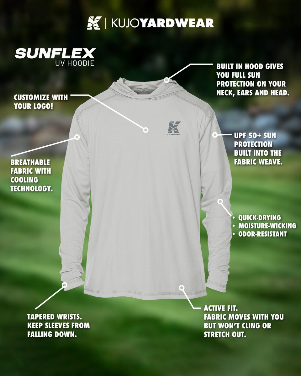 KujoYardwear's tweet image. 🚨 NEW PRODUCT 🚨 Kujo SunFlex UV Shirts  Available now!  Hoodies - kujo.com/4/0194e #kujoyardwear #landscaping #YardWork #workwear